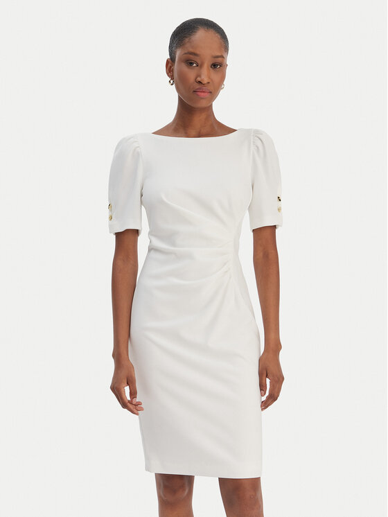 DKNY DKNY Cocktail obleka DD6A1666 Écru Slim Fit