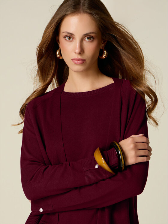 Oltre Oltre Sweter M310J005564N016 Bordowy Regular Fit