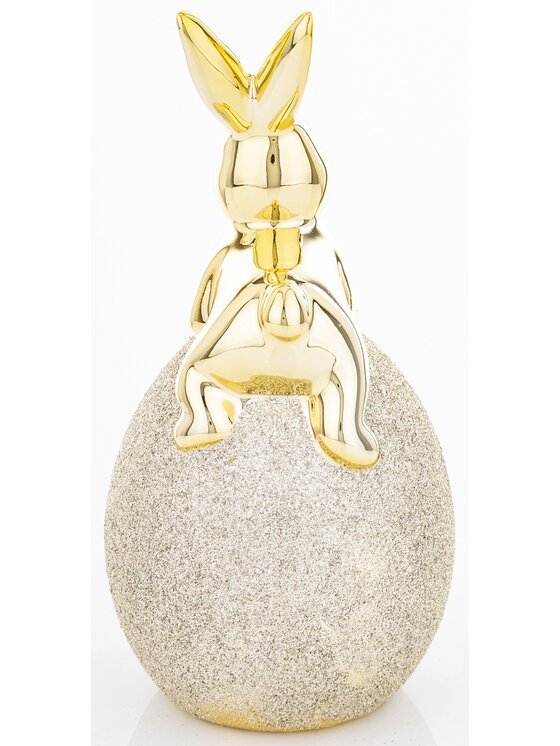 MIAhome MIAhome Figurka złoty króliczek na PISANCE 17x8x8 cm Złoty