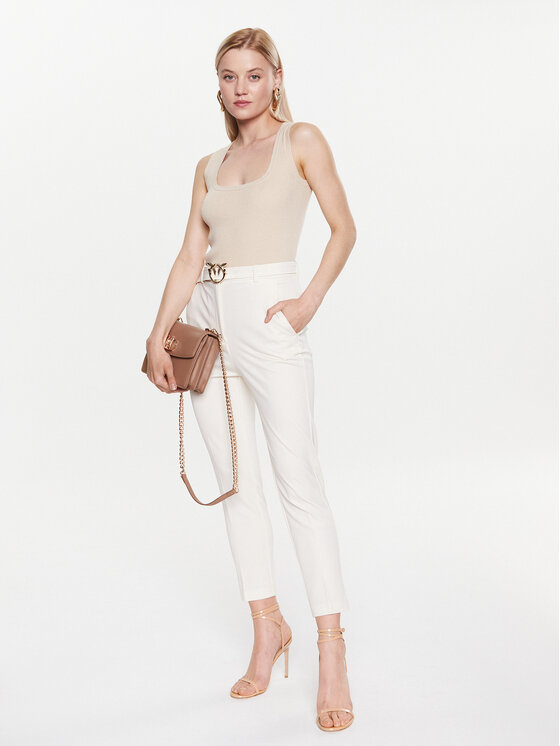 PINKO Pinko Medžiaginės kelnės 100309 A0KD Écru Regular Fit