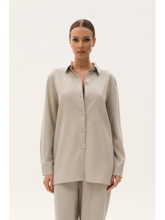 TRIPLES TRIPLES Koszula Porto Grey Szary Oversize