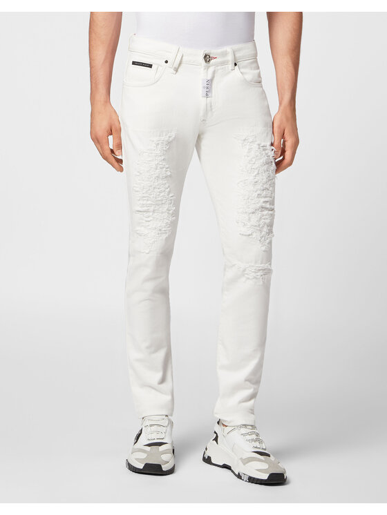 PHILIPP PLEIN PHILIPP PLEIN Jeansy 1269 Bílá Straight Leg