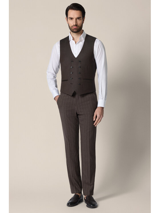 Lancerto Lancerto Kamizelka garniturowa Selva KA073126000009 Brązowy Slim Fit