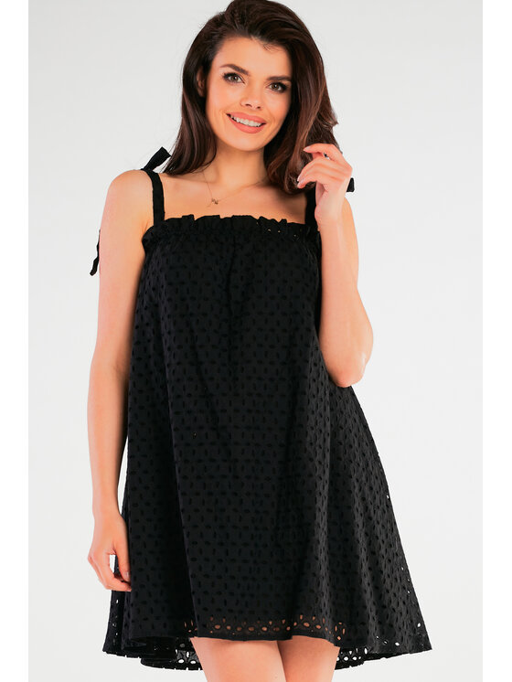 Awama Awama Sukienka letnia A434 Czarny Basic Fit