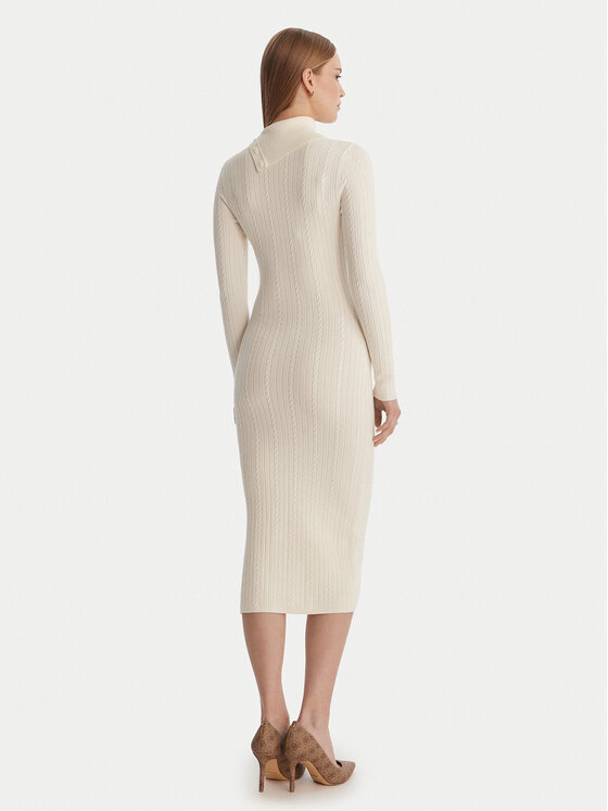 Guess Guess Trikotažinė suknelė W6RK01 Z2YJ2 Écru Regular Fit