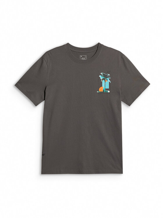4F 4F T-Shirt CATCH THE WAVE Szary ciemny Regular Fit