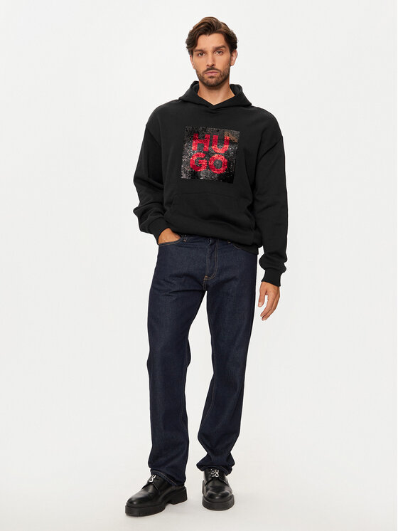 HUGO Hugo Majica dugih rukava Deseqino 50521506 Crna Relaxed Fit