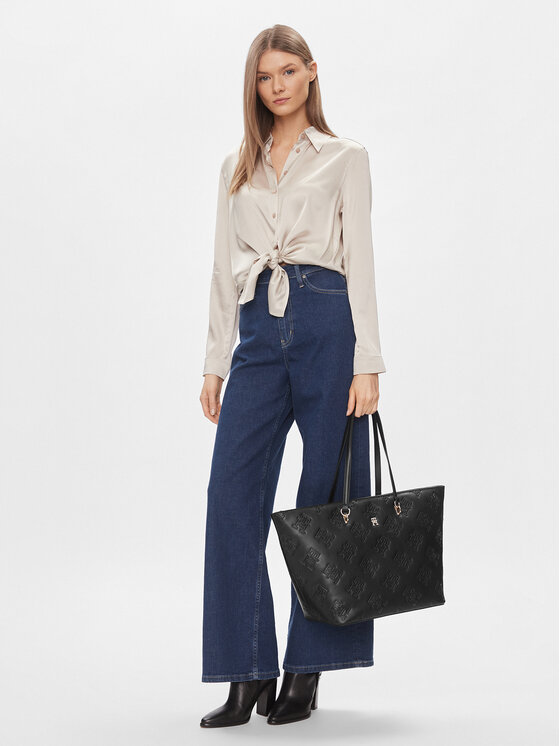 Tommy Hilfiger Handtasche Th Refined Tote Mono AW0AW15726 Schwarz 