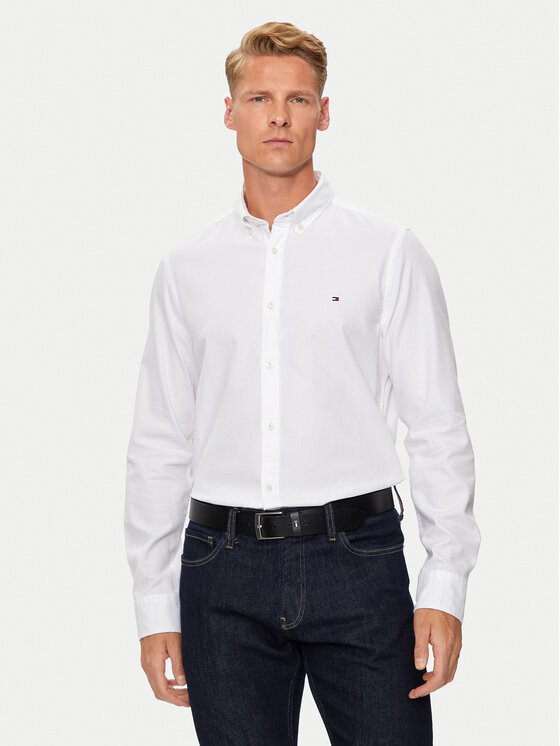 Tommy Hilfiger Tommy Hilfiger Cămașă MW0MW34568 Alb Slim Fit