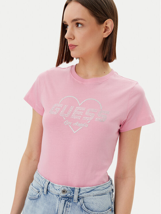 Guess Guess T-Shirt V5GI10 K9RM1 Różowy Regular Fit