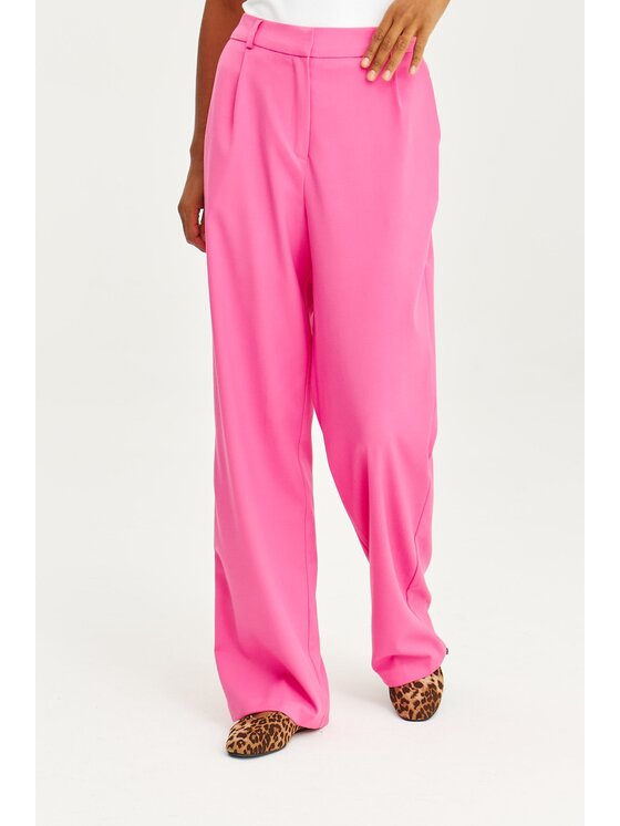 NAOKO NAOKO Kalhoty z materiálu Bubblegum Attitude Růžová Regular Fit