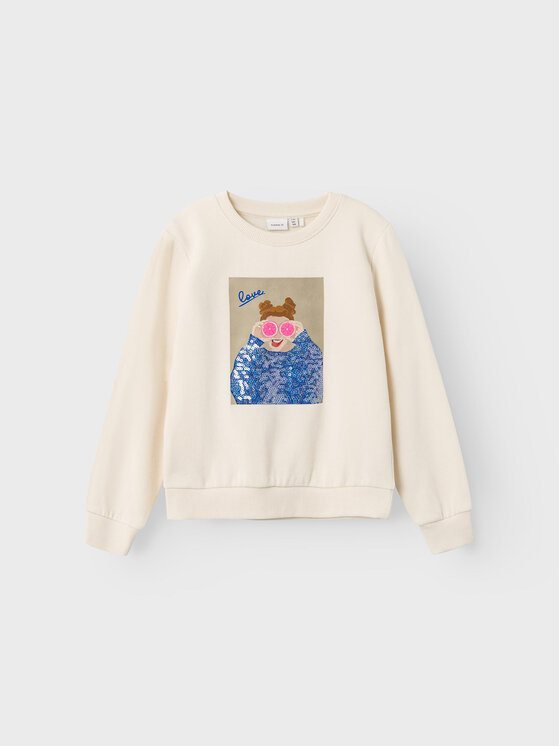 NAME IT Mikina 13221346 Écru Regular Fit