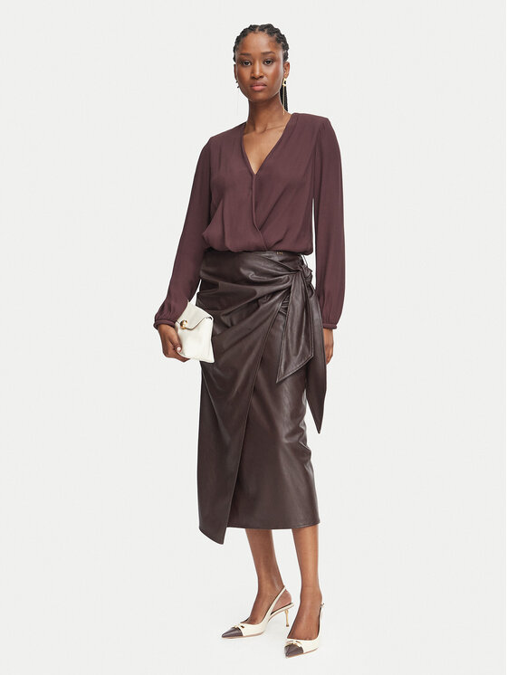 Elisabetta Franchi Elisabetta Franchi Gonna in similpelle GO-218-66E2-V320 Marrone scuro Regular Fit