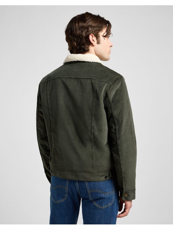 Lee Lee Kurtka jeansowa SHERPA JACKET Zielony Regular Fit