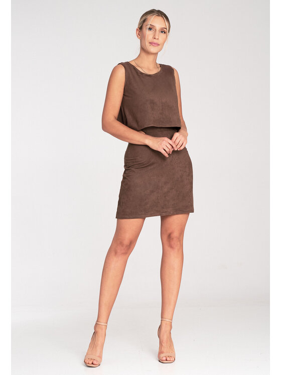 FIGL FIGL Vestito da giorno M1060 Marrone Fitted Fit