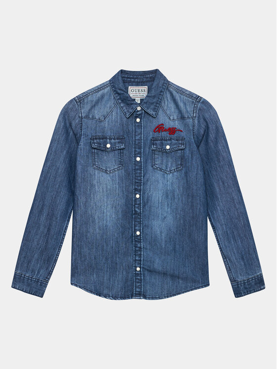 Guess Guess cămașă de blugi L3BH00 D4UE0 Albastru Regular Fit