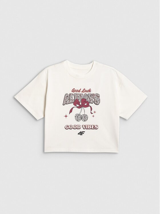 4F 4F T-Shirt 4FJRAW26TTSHF4239-11S Biały Boxy Fit