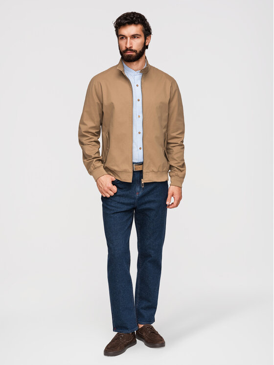 Ombre Ombre Kurtka przejściowa OM-JANP-0326 Brązowy Regular Fit