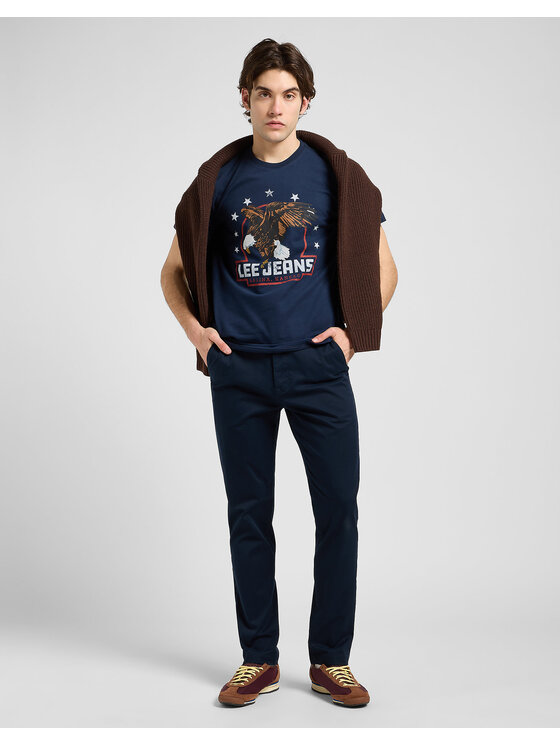 Lee Lee T-Shirt ESSENTIAL GRAPHIC Niebieski Regular Fit