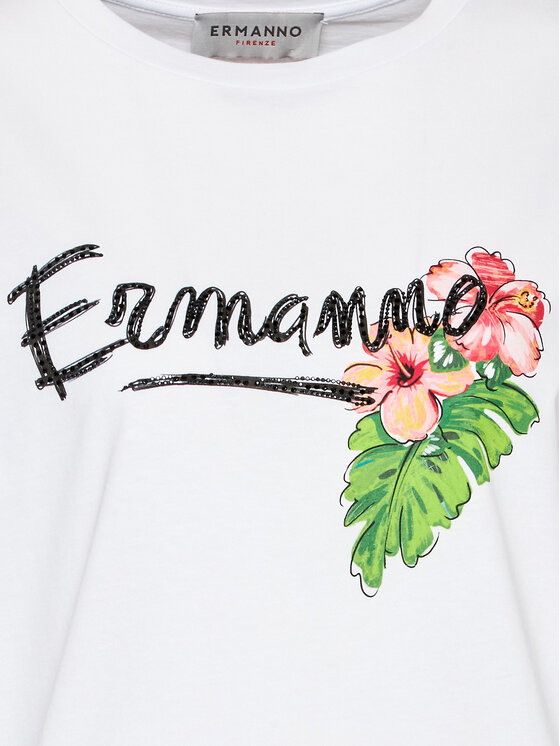 Ermanno Firenze Ermanno Firenze Тишърт D42EL036EK8 Бял Regular Fit