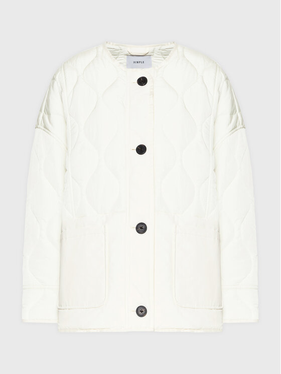 Simple Simple Giacca di transizione KUD008 Bianco Relaxed Fit