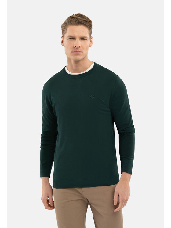 Volcano Volcano Sweter S-MARC Zielony Regular Fit