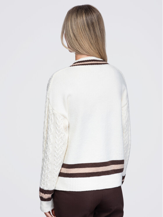 Ombre Ombre Sweter OW-SW-E0023 Beżowy Regular Fit