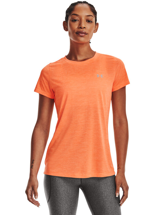 Under Armour branded legging in neon orange