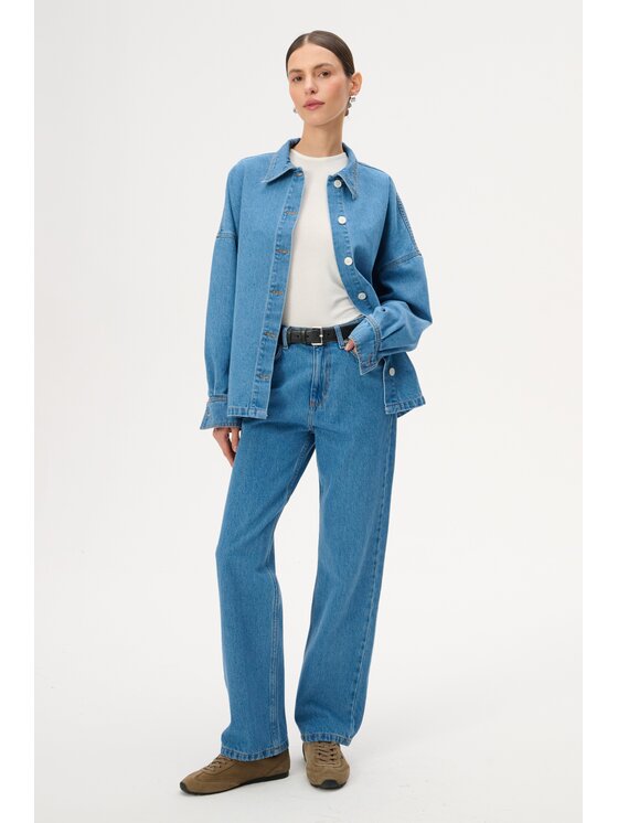 LEBRAND LEBRAND Koszula jeansowa Bloom Niebieski Regular Fit