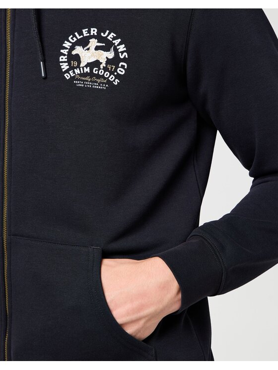 Wrangler Wrangler Bluza GRAPHIC ZIP HOODIE Czarny Regular Fit