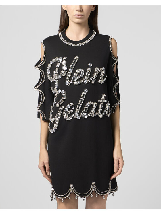 PHILIPP PLEIN PHILIPP PLEIN Sukienka codzienna 30531 Czarny Over Fit