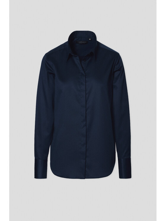 Lancerto Lancerto Koszula Koszula Damska Granatowa z Bawełną Arwen Oversize KO073224000064 Granatowy Oversize