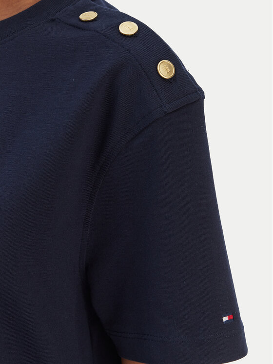 Tommy Hilfiger Tommy Hilfiger T-Shirt Script WW0WW47819 Granatowy Regular Fit