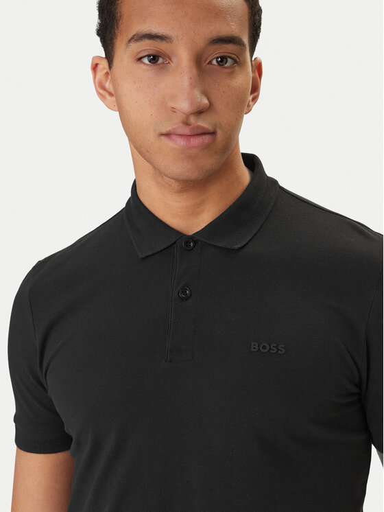 BOSS BOSS Тениска с яка и копчета Pio 1 50554574 Черен Regular Fit