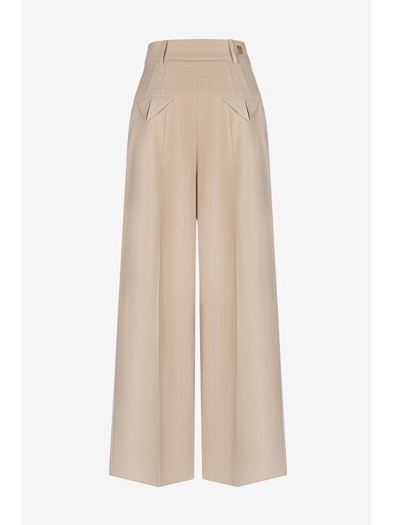 BENU BENU Spodnie garniturowe szerokie Beżowy Modern Relaxed Fit