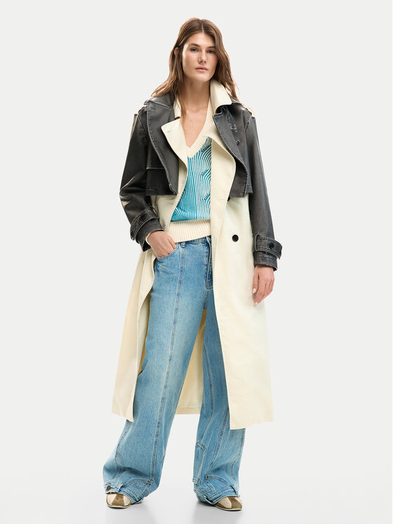 Desigual Desigual Тренч Duolo 26SWEW34 Екрю Regular Fit