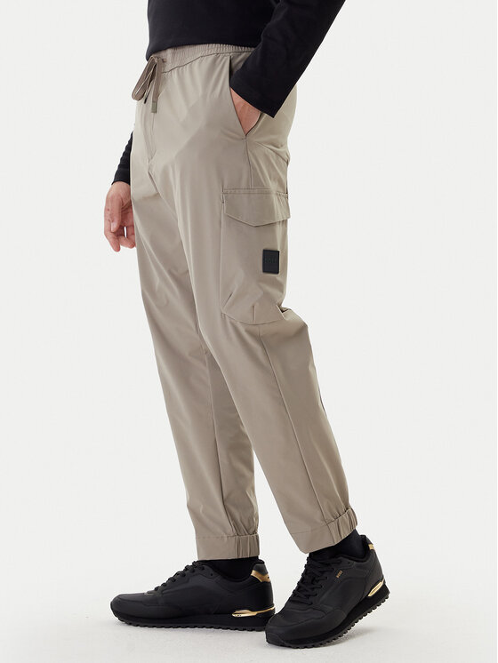 BOSS BOSS Auduma bikses T_Urbanex-Cargolight 50508339 Zaļš Tapered Fit