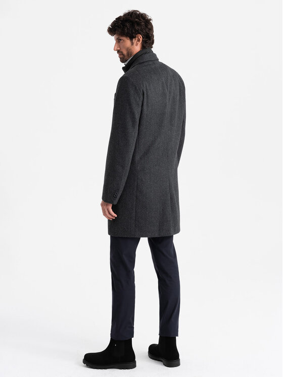 Ombre Ombre Płaszcz OM-COWC-0121 Szary Regular Fit