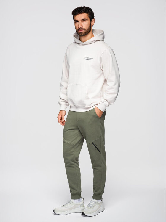 Ombre Ombre Spodnie dresowe OM-PASK-0280 Zielony Regular Fit
