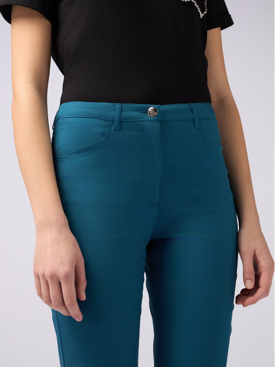 Oltre Oltre Pantaloni di tessuto P707R008473N024 Turchese Slim Fit