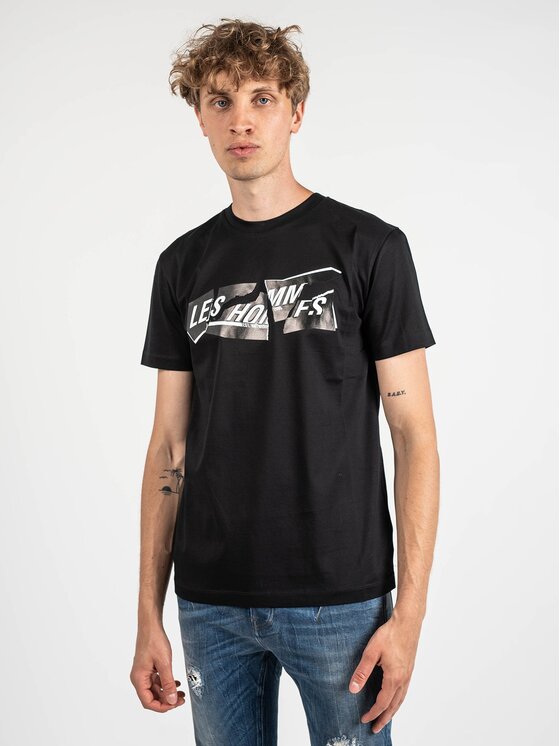 Les Hommes Les Hommes T-Shirt LLT202-717P | Round Neck T-Shirt Μαύρο Regular Fit