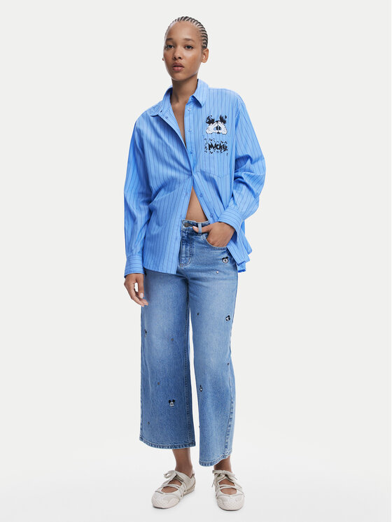 Desigual Desigual Camicia Mickey 25WWCW19 Blu Oversize