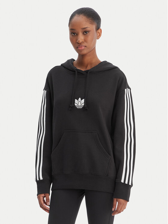 adidas Bluza adicolor 3D Trefoil GN2931 Czarny Oversize