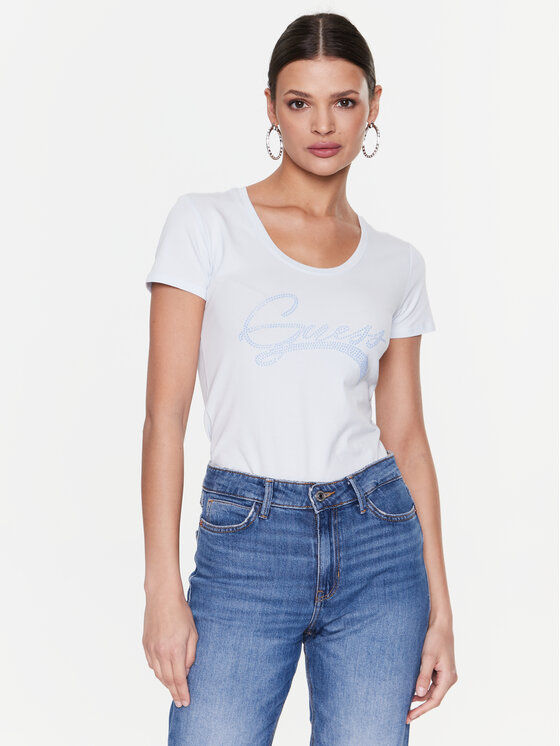 Guess Tricou Adelina W3RI14 J1314 Albastru Slim Fit