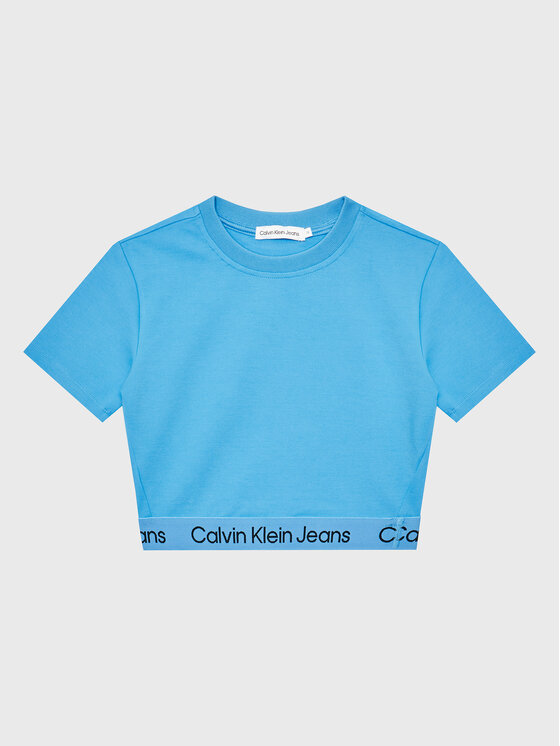 Calvin Klein Jeans Tričko Logo Tape IG0IG01948 Modrá Regular Fit