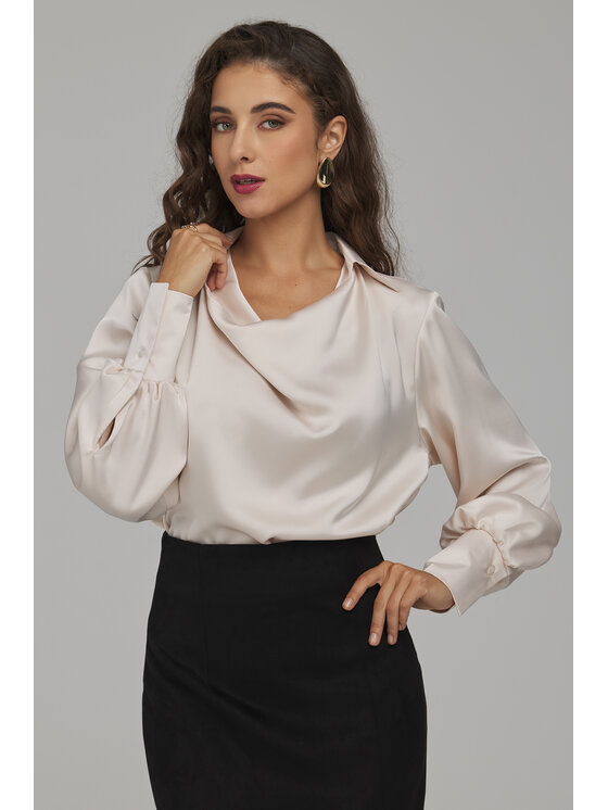 NIFE NIFE Blúzka B237 Krémová Regular Fit