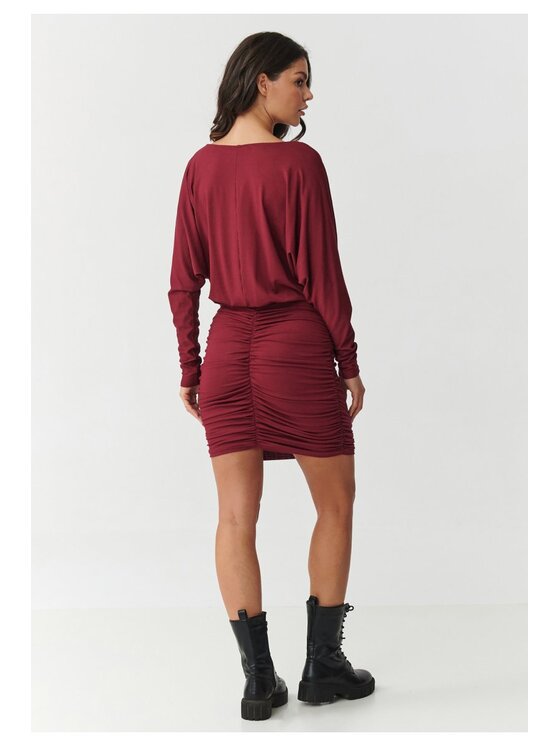 Makadamia Makadamia Sukienka codzienna M900 Bordowy Loose Fit