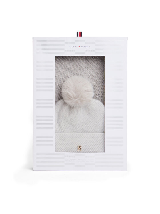 Tommy Hilfiger Tommy Hilfiger Set šal + kapa Pom Pom AW0AW17995 Bež
