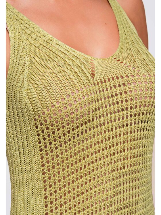 Ombre Ombre Sukienka wieczorowa OW-DLR-E0002 Zielony Slim Fit