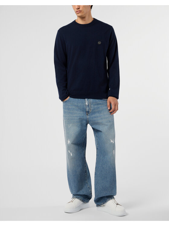 PHILIPP PLEIN PHILIPP PLEIN Sweter 26019 Granatowy Regular Fit